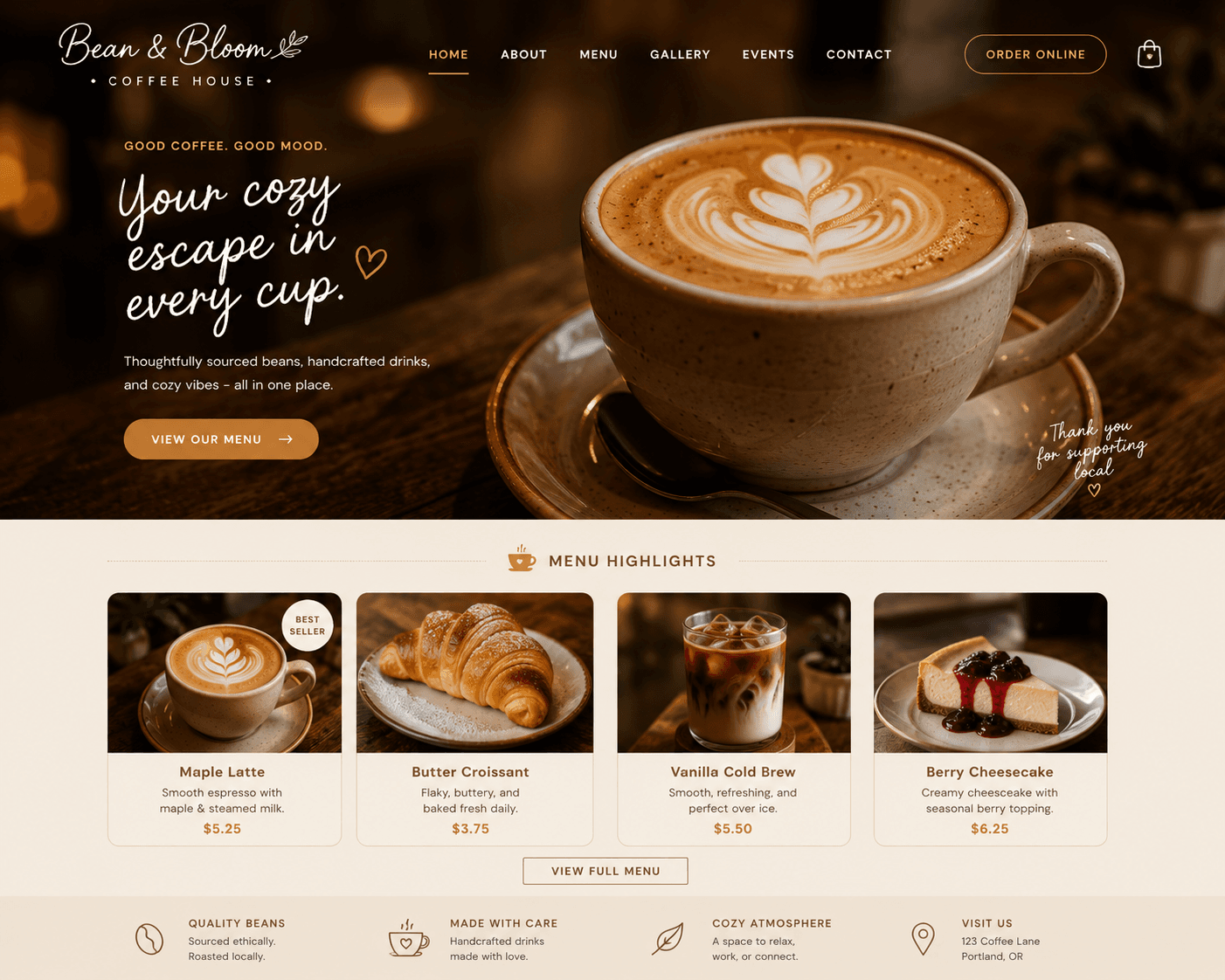 Cafe Vibes template preview